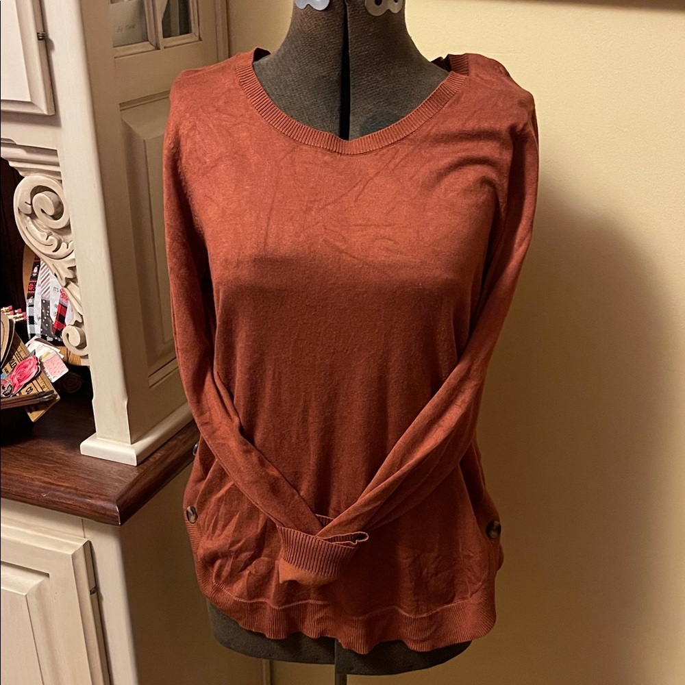 Elegant Rust Long Sleeve Women's Top